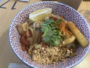 Noodles with smoked tofu   at La Verduleria in Tenerife