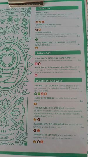 The restaurant Menu at La Verduleria in Tenerife