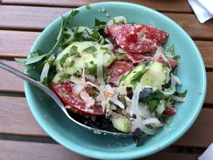 Tomato cucumber salad with nuts at My House in Borjomi