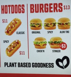 Hot dogs and burgers 🌭🍔 🌱  at Lord of the Fries - Flinders St Station in Melbourne