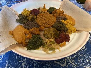 Injera veggie mix (a plate for two persons)  at Kilimanjaro in Amsterdam