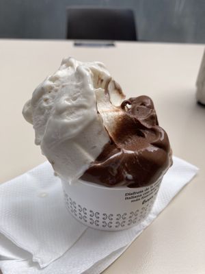 Banana and Chocolate ice cream. Delicious.   at Delizia in Tenerife