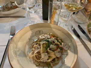Pasta with asparagus and truffles   at Rosmarino in Taormina