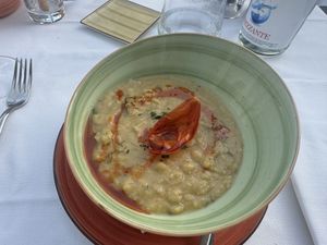 Bean soup that comes with toasted breadcrumbs   at Rosmarino in Taormina