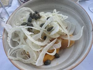 Fennel, caper and orange salad, very refreshing, loved the combo   at Rosmarino in Taormina