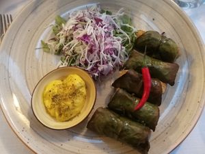 Aubergine rolls with lemon flavour, main. at Rosmarino in Taormina