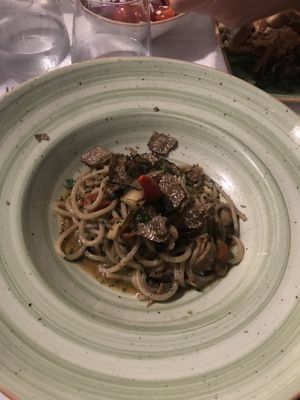 Delicious  “L'aglio e olio” with the taste of the forest at Rosmarino in Taormina