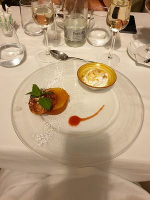 Orange cake with vegan whipped cream  at Rosmarino in Taormina