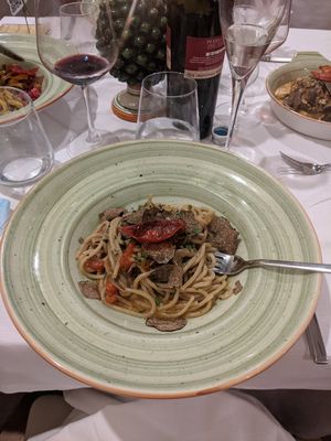 Taste of the forest pasta at Rosmarino in Taormina