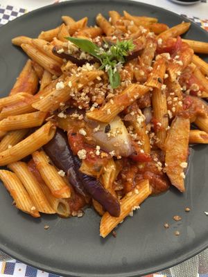 Pasta alla norma  at Capriccio Siciliano in Cefalu