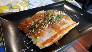 Vegan lasagna at Capriccio Siciliano in Cefalu