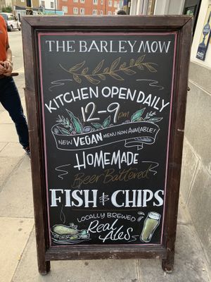 Sandwich board  at The Barley Mow in London