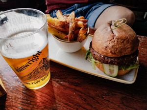 Vegan bueguer at The Barley Mow in London