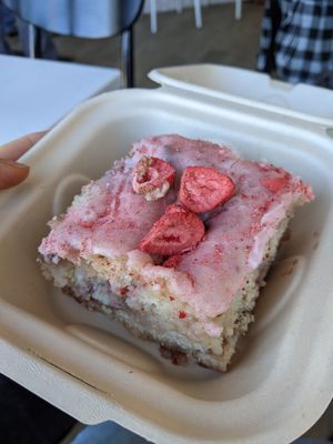 Strawberry cinnamon roll at Rise Authentic Baking Co in Grand Rapids