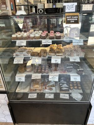 One of two cases of desserts (other one is to the left)    at Rise Authentic Baking Co in Grand Rapids