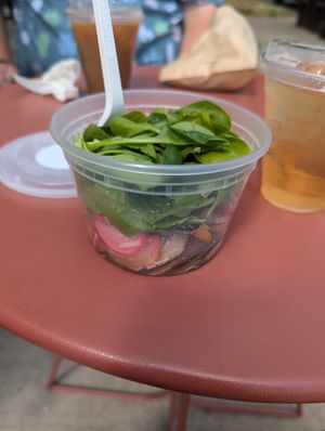 Spinach cucumber and radish salad at Rise Authentic Baking Co in Grand Rapids