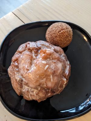 Apple fritter and pumpkin donut hole at Rise Authentic Baking Co in Grand Rapids