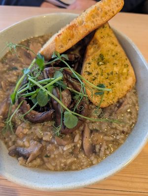 Roasted mushroom risotto at The Green Dragon in Church Stretton