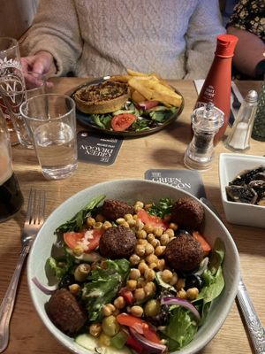 Falafel salad and Mediterranean vegetable tartt  at The Green Dragon in Church Stretton