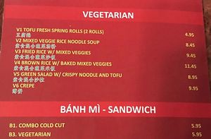 Vegetarian menu but you can ask because there are more options  at Pho Ever in Gardena