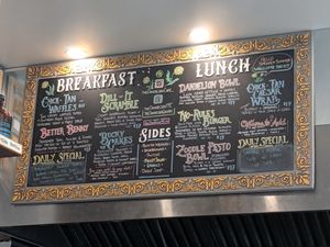 Menu Board at The Dandelion in Calgary