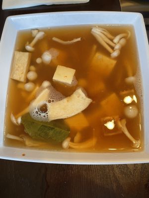 Tom yum soup  at Lotus Vegan in North Hollywood