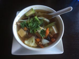 glass noodles soup  at Lotus Vegan in North Hollywood
