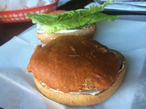 chicken burger (soy chicken) at Lotus Vegan in North Hollywood