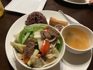 Mixed veggies w/vegan beef special  at Lotus Vegan in North Hollywood