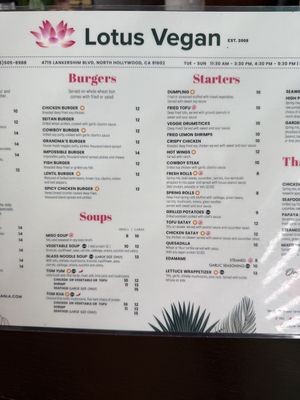 Burgers and Starters   at Lotus Vegan in North Hollywood