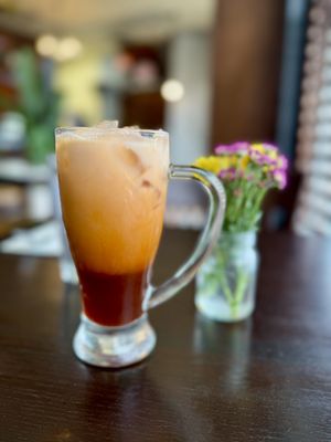 Thai Iced Tea with Soy Milk   at Lotus Vegan in North Hollywood
