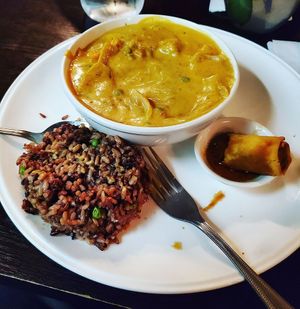 Yellow Curry dinner special at Lotus Vegan in North Hollywood