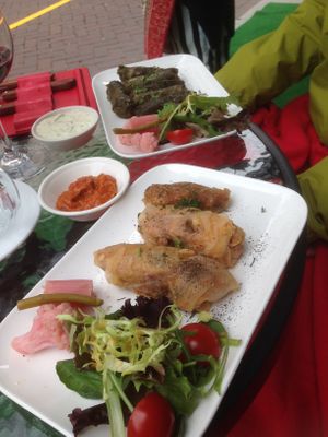 Very tasty authentic food served enthusiasm and pride. The soup and stuffed kale leaves where delicious served with yogurt dip and smoked eggplant salad and fermented kauliflower. at Shirak in Den Bosch