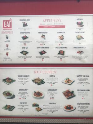 Menu at EAT Thai Cafe in Bismarck
