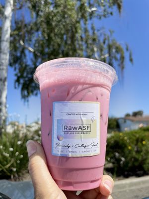 Collagen Fuel Latte
Beetroot, reishi mushroom, camu camu, sea buckthorn, papaya, acerola cherry, coconut blossom nectar.  Different but so good  at Raw in Milpitas