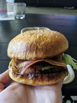 BBQ Bacon burger at Raw in Milpitas