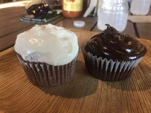 Chocolate and ginger cupcakes. Suuuuuper good!  at Magic Vegan Cafe in Gulfport