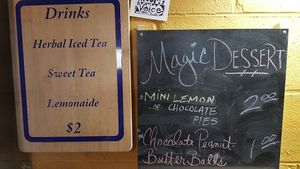 Drink menu at Magic Vegan Cafe in Gulfport