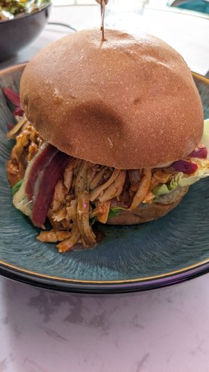 Pulled tofu BBQ burger at Genesis Plant Based Alchemy in North London