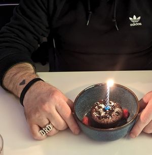 Birthday brownie! 🎈 at Genesis Plant Based Alchemy in North London