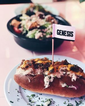 Hotdog at Genesis Plant Based Alchemy in North London