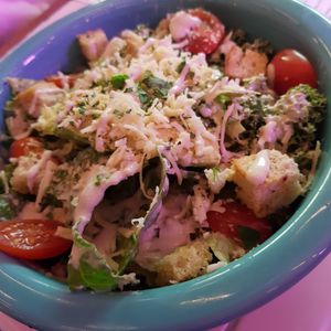 Kale caesar salad at Genesis Plant Based Alchemy in North London