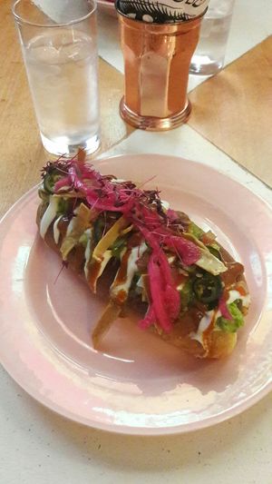 Hot dog at Genesis Plant Based Alchemy in North London