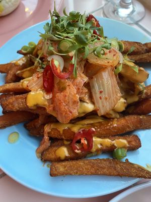 Kimchi sweet potato fries  at Genesis Plant Based Alchemy in North London