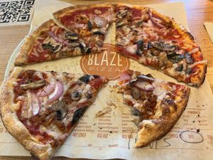  Vegan cheese with spicy vegan chorizo pizza at Blaze Pizza  in Toledo
