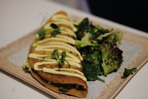 Vegan omelette  at Stars Coffee in Riga