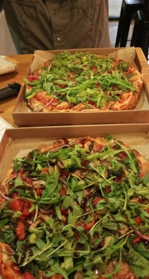 Vegan veggie pizza with arugula and balsamic at Blaze Pizza - Woodlake Square in Houston