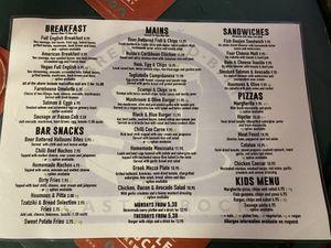 Current weekdays menu  at Bread & Bitter in Nottingham