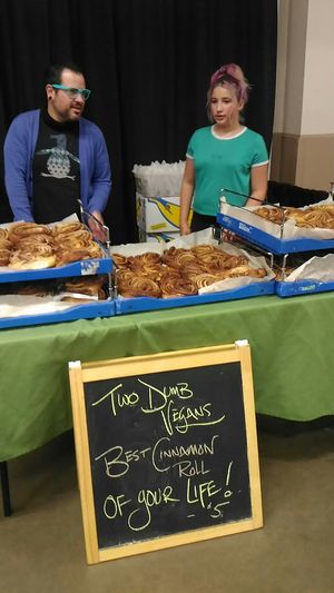 Two dumb vegans at The Mediocre Bakery in Halifax