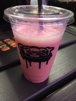 Vegan strawberry milkshake made with soft serve ice cream ❤️ at Frost Burgers in Liverpool